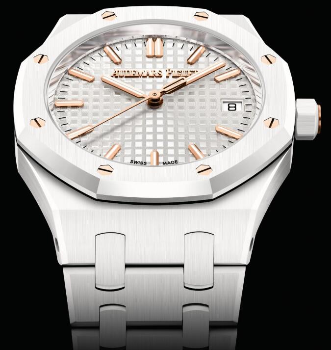 Review 77350CB.OO.1266CB.01 Audemars Piguet Royal Oak Selfwinding 34 White Ceramic replica watch - Click Image to Close